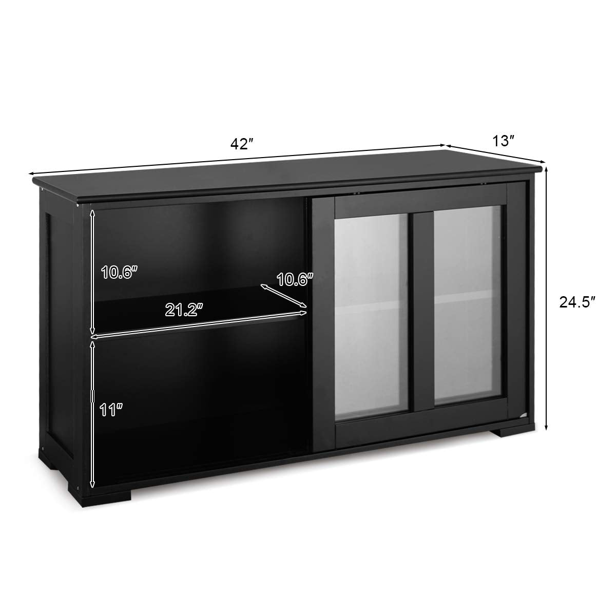 Giantex, Wood Credenza with Sliding Doors, Storage Cabinet with Adjustable Shelf, Modern Console Table, Kitchen Cupboard, Pantry Buffets & Sideboards, Large, Black - WoodArtSupply