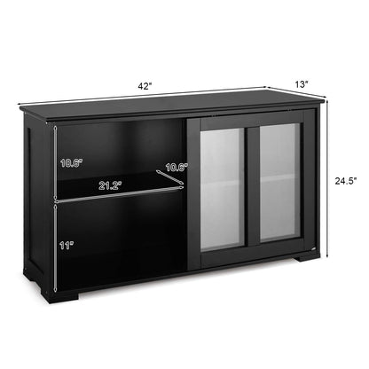 Giantex, Wood Credenza with Sliding Doors, Storage Cabinet with Adjustable Shelf, Modern Console Table, Kitchen Cupboard, Pantry Buffets & Sideboards, Large, Black - WoodArtSupply