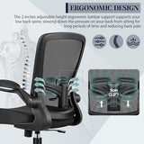FelixKing Office Chair - Ergonomic Desk Chair with Adjustable Height, 360° Swivel, Flip-up Armrests, Flexible Tilt, Comfy Breathable Cushion and Fabric, Lumbar Support, for Home Conference Room Office