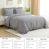 Silnuo Black/White Checkered Ruffle 3-Piece Duvet Cover Set Full Size,Washed Cotton Shabby Gingham Plaid Bedding Set Farmhouse Comforter Set(Full,Black/White) Silnuo
