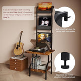 Lutown-Teen Record Player Stand with Vinyl Storage, Record Player Table Holds up to 200 Albums, 5-Tier Turntable Stand for Living Room, Rustic Brown Lutown-Teen