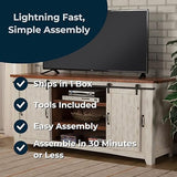 Martin Svensson Home Rustic 65” Solid Wood TV Stand with Storage, White and Aged Distressed Pine Martin Svensson Home