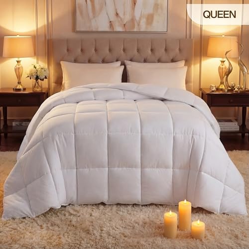 Utopia Bedding Comforter Duvet Insert, Quilted Comforter with Corner Tabs, Box Stitched Down Alternative Comforters Queen Size (White) Utopia Bedding