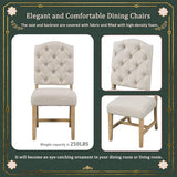 Bellemave Extendable Dining Table Set for 4, 5-Piece Round Table Set with 4 Chairs, Circle Table with Upholstered Chairs, Oval Kitchen Table Set with Extendable Table (Natural Wood Wash) Bellemave