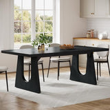 Tribesigns Large Dining Table for 6-8 People, 70.9-Inch Wood Rustic Rectangular Table with Black Wooden Legs, Farmhouse Center Kitchen Table for Dining Room, Living Room, Home Furniture, Black Tribesigns