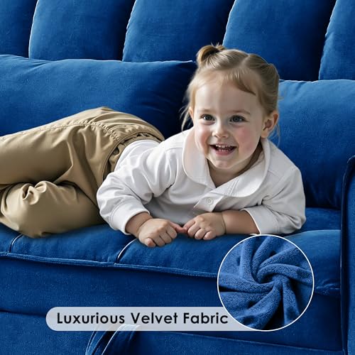 tiramisubest Sleeper Sofa Bed,55'' Convertible Pull Out Couch with Side Pockets,Velvet Fabric Loveseat Sleeper Sofa with Adjustable Backrest for Living Room,Apartment(Blue) tiramisubest