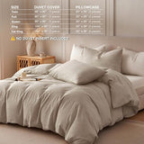 BFS HOME Linen Duvet Cover Twin Size - Soft Breathable Cotton Linen Blend, 3-Pieces Bedding Set with 2 Pillowcases, Stonewashed Texture, Khaki, All-Season Comfort BFS HOME