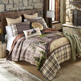 Donna Sharp Wildwood Lodge Polyester Quilt Bedding Set - 3-Piece Queen Size Quilt Set - Includes 90" x 90" Quilt and 20" x 36" Pillow Shams - Machine Washable Donna Sharp