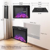 COSTWAY Electric Fireplace Insert 26-inch Wide, 5,000 BTU Recessed and Freestanding Fireplace Heater with Remote Control, 3 Flame Colors, 6 Brightness, 6H Timer, Fireplace for Indoor Use, 750/1500W COSTWAY