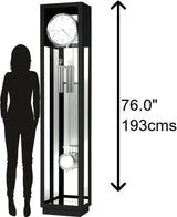 Howard Miller Houston Floor Clock II, Modern Gloss Black Finish Grid Pendulum Triple-Chime Movement, White Dial Grandfather Illuminated Home Decor for Bedroom, Office & Living Room Howard Miller
