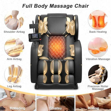 Megashock SL Track 2026 Massage Chair Full Body, Zero Gravity Massage Chair with Back Heat, 12 Fixed Rollers, Foot Massage, Airbag Massage and Bluetooth Speaker for Home and Office Megashock
