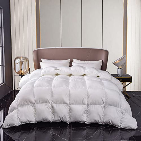 MH MYLUNE HOME Down Alternative Comforter Queen Size, Winter Warm Duvet Insert Fluffy Bed Comforter Insert White Baffle Box Stitched with Corner Tabs, Queen MH MYLUNE HOME