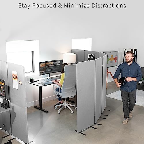 VIVO Freestanding 72 x 66 inch Privacy Panel, Cubicle Divider, Acoustic Wall Partition, x3 24 inch Panels, Gray, PP-3-T072G VIVO