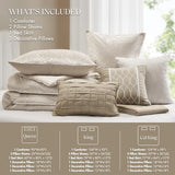 Madison Park 7-Piece Velvet Comforter Set, Jacquard Bedding Sets for All Season, Includes Comforter, Bed Skirt, Pillow Shams and Decorative Pillow, Queen/King/Cal King, Nocturne, Champagne Madison Park