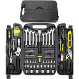 TLGREEN 95 Piece Tool Set, Tool Kit, Mechanics Tool Set, Portable Toolbox with Adjustable Wrench Pliers Socket Bits, with Plastic Toolbox Storage Case, for House Apartment Garage (Yellow) TLGREEN