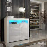 Milano 42" Modern Sideboard with High Gloss Doors and 16-Colour LED Lights in Walnut/Black MEBLE FURNITURE & RUGS