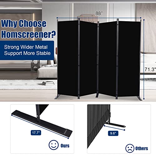 Room Divider 6FT Portable Room Dividers and Folding Privacy Screens, 88'' W Fabric Divider for Room Separation, 4 Panel Partition Room Dividers Screen HOMSCREENER