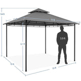 Yaheetech Gazebo for Patios - 11x11ft Outdoor Powder-Coated Steel Frame Gazebo, Double Roofs Grill Shelters BBQ Pavilion for Lawn/Backyard/Garden/Deck, Dark Gray Yaheetech