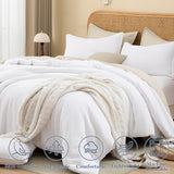 David's Home Waffle Weave Comforter Set 2PCS Twin Size, Soft Breathable Lightweight Cozy Skin-Friendly Warm for All Season, Elegant Aesthetic Home Decor Bedding Set with Pillow Shams, White David's Home