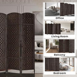 Rose Home Fashion Room Divider, 6 ft Tall Room Dividers and Folding Privacy Screens, 16in Privacy Screen 6 Panel Dark Coffee Space Temporary Wall Foldable Partition Separation Rose Home Fashion