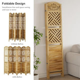 Room Divider with Shelves, 5.75ft Tall Folding Wood Carved Screen with Double Hinges for Home Office Bedroom Hotel Decoration (6 Panels, Natural) Svimi