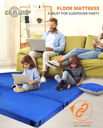 GAIALOOP 4 INCH Thick Memory Foam Camping Pad Futon Mattress, Portable Floor Sleeping Mat Sleepover Guest Bed Roll Up Mattress for Outdoor [Twin:75 * 38 * 4"] Gaialoop