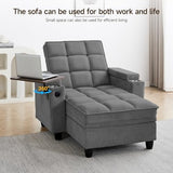 Oversized Recliner Chair with Swivel Tray Table, Modern Tufted Linen Fabric Single Sofa with Cup Holders & USB Port, 660 LBS Heavy Duty Reclining Chair for Living Room, Home Theater & Bedroom (41.7'')