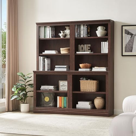 JAHRSTIM Dark Cherry 5-Tier Floor Standing Bookshelf for Home and Office Storage JAHRSTIM