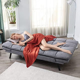 Opoiar Fabric Futon Sofa Bed, Memory Foam Couch Convertible Loveseat, Sleeper Sofa Modern Futon Sets for Small Apartments, Compact Living Space, Office (Grey) Erdoru
