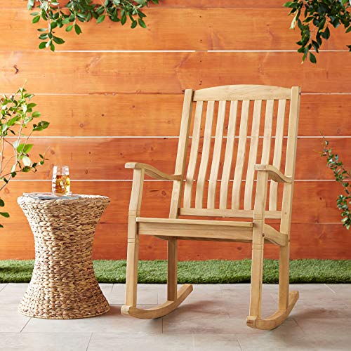 Cambridge Casual Arie Patio Porch Rocking Chair for Outdoor, Single Item/Natural Teak