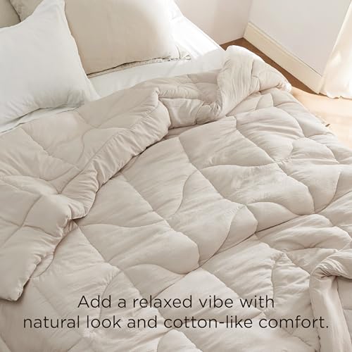 Bedsure Oversized King Comforter - Oversized King Duvet Insert for All Season, Ultra-Soft Down Alternative Comforter, Blanket for Bed, with 4 Tabs, Machine Washabl, Linen, 116x98 in Bedsure