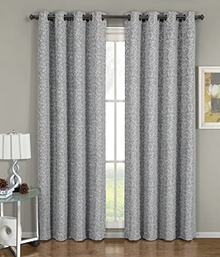 Royal Hotel Bedding Fiorela Gray Grommet Jacquard Window Curtain Panel, 1 Single Panel, 54x84 inches Royal Hotel Bedding