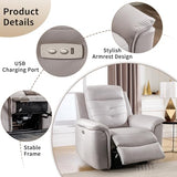 ANJ Power Recliner Chair for Adults with USB Charging, Breathable Faux Leather Oversized Electric Recliners, Single Overstuffed Heavy Duty Reclining Sofa Chairs for Living Room, Beige