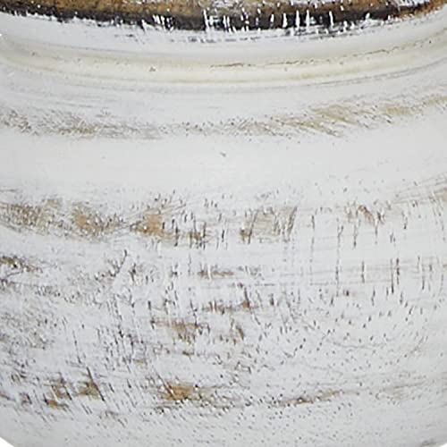 Deco 79 Mango Wood Decorative Candle Holder Turned Style Pillar Candle Stand, Set of 3 Candlestick Holder 10", 8", 6”H, White Deco 79