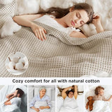 Bedsure 100% Cotton King Size Blanket for Spring Summer, Ultra Soft Waffle Weave King Blanket for Bed, Thin Lightweight Breathable Bedding Gifts for Women, Men, Teens, Linen Beige, 108" x 90" Bedsure