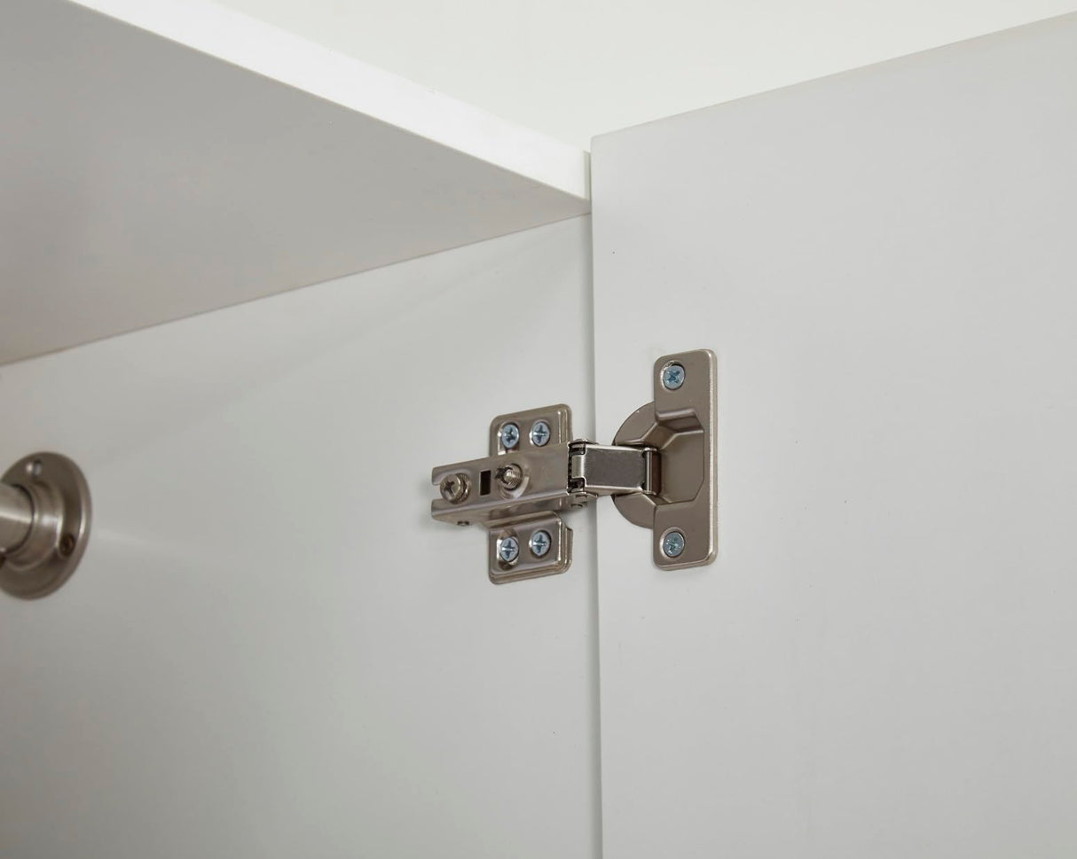 TemkTuek 3-Door Armoire Wardrobe Closet, White Wood Wardrobe Cabinet with Hanging Rod, Triple Doors, and Drawers, Bedroom Armoire Wardrobe Closet, Closet Organizers and Storage, 48"x71"x19" TemkTuek