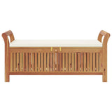 vidaXL Garden Storage Bench with Soft Cushion 49.6 in Solid Acacia Wood Ample Capacity Classic Design for Outdoor Use Perfect Patios and Gardens Durable Comfort Furniture Patio Seat Wooden Picnic vidaXL