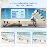 Ahsuname 3-in-1 Sun Tanning Chair with Face Holes, Folding Chaise Lounge Chairs, 5-Position Adjustable Lounge Chair Outdoor with 2 Side Pocket & Pillow, for Pool Beach, Patio, Camping, Beige