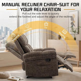 Korser Recliner Chair, Living Room Recliner Chairs for Adults, Small Recliners for Small Spaces, Upholstered Manual Recliner with Side Pockets, Modern Nursery Chair for Living Room, Chenille, Brown