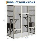 70-Inch Large Catio Enclosure, UV-Protected, Wooden Frame and Rust-Resistant Steel Mesh, Cat House with 2 Lounging Boxes and Platforms, for Patio or Backyard Garvee
