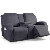TAOCOCO Reclining Loveseat with Middle Console Slipcover, 4 Piece Polyester Fabric Stretch Loveseat Reclining Sofa Covers (Gray, 2 Seat Recliner Cover with Console) TAOCOCO