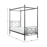 Pemberly Row Metal Twin Canopy Platform Bed in Black Pemberly Row