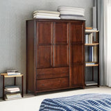 Grain Wood Furniture Shaker 3-Door Wardrobe, Solid Wood with Cherry Finish Grain Wood Furniture