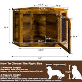 VENDORZ Corner Dog Crate Furniture, 52" Wooden Dog Kennel Furniture End Table with Mesh, Dog Kennel Indoor Furniture for Small Medium Large Dogs, Modern Decorative Wood Pet House Dog Cage Crate, Brown VENDORZ