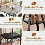 Round Dining Table Set for 4, Kitchen Table and Chairs for 4, Circle Table Round Pedestal Dining Room Dinner Dinette Table Set,5 Piece Space Saving Wood Kitchen & Dining Room Tables (Grey, 42In) Jocoevol