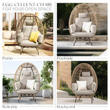Bme Heavy Duty 500 Lbs Capacity Oversized Wicker Egg Chair for Outside, UV 2000 Hours Material with Non-discolouring Fabric Cushion, Durable Against Water, Weather Bme
