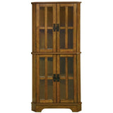 BOWERY HILL 4 Shelf Corner Curio Cabinet in Golden Brown BOWERY HILL