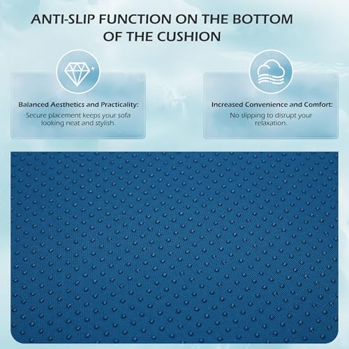 HOMREST Outdoor Replacement Cushions for Patio Furniture,Water-Repellent Sofa Cushions for 6-Seat Rattan Wicker Sectional Patio Conversation Sets,14-Piece Cushions Set for Outdoor Couch（Blue） HOMREST