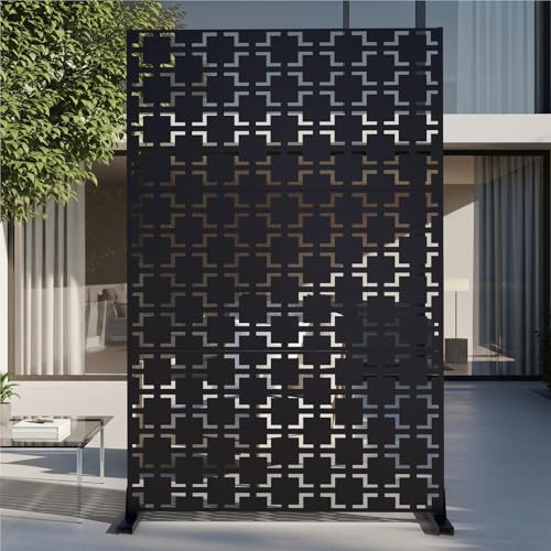 72" Metal Privacy Screen Freestanding Outdoor Room Divider Decorative Laser Cut Fence Panel, Weatherproof Patio Privacy Fence for Garden, Balcony, Backyard Landscape TALLYVER