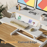 JOY worker Standing Desk Converter, 35" Height Adjustable Sit Stand Up Desk Riser with Keyboard Tray & 6 Fridge Magnets, Desktop Workstation Riser for Home Office Computer Laptop, White JOY worker